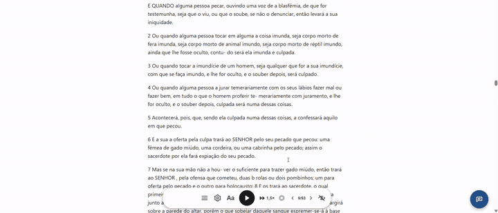 Gravação: o popover de ajustes com voz e tema; a página muda para sépia e para escuro.